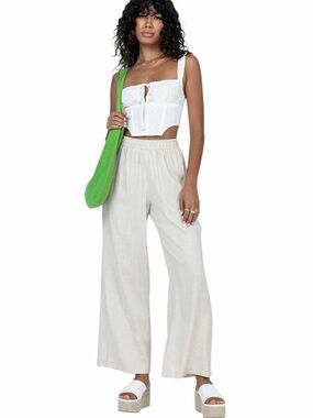 Princess Polly Louis Cotton & Linen Wide Leg Pants
